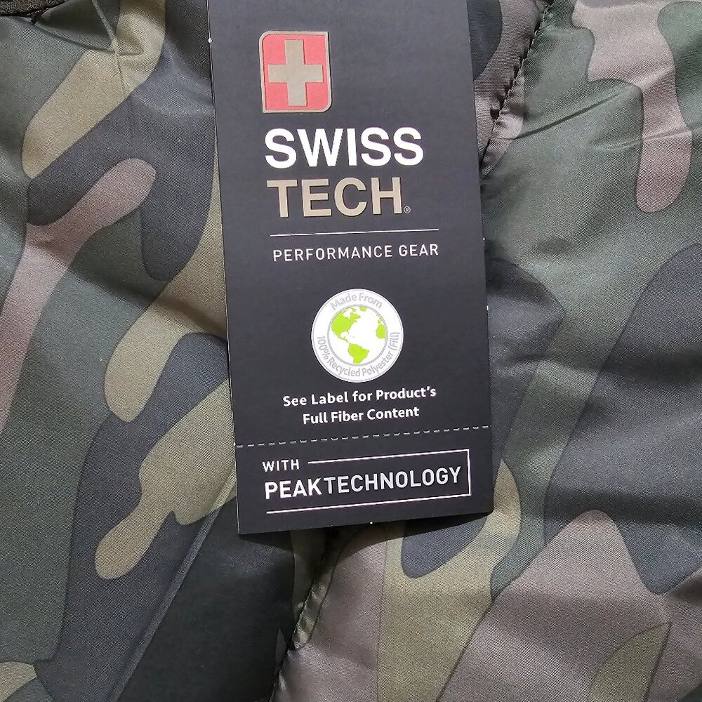 Swiss Tech Mens Puffer Vest Performance Gear Size L, XL, 2XL Green Camo Full Zip - Picture 2 of 9